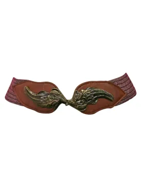 Elaborate Metal Wing Buckle Stretchy Waist Belt