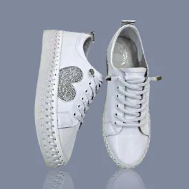 Embellished Heart Sneakers - Clear Crystal