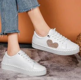 Embellished Heart Sneakers - Rose Gold Crystal