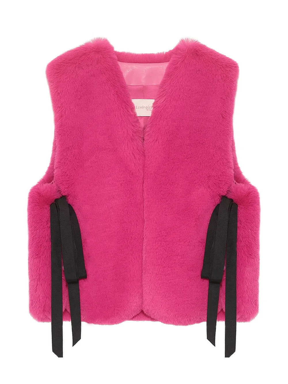 Stylish Faux Fur Ribbon-Tied Kitten Vest