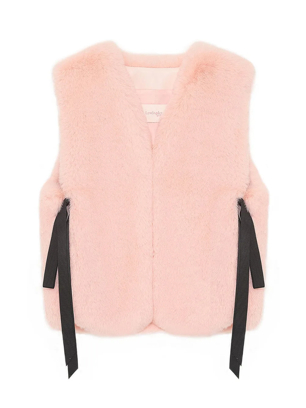 Stylish Faux Fur Ribbon-Tied Kitten Vest