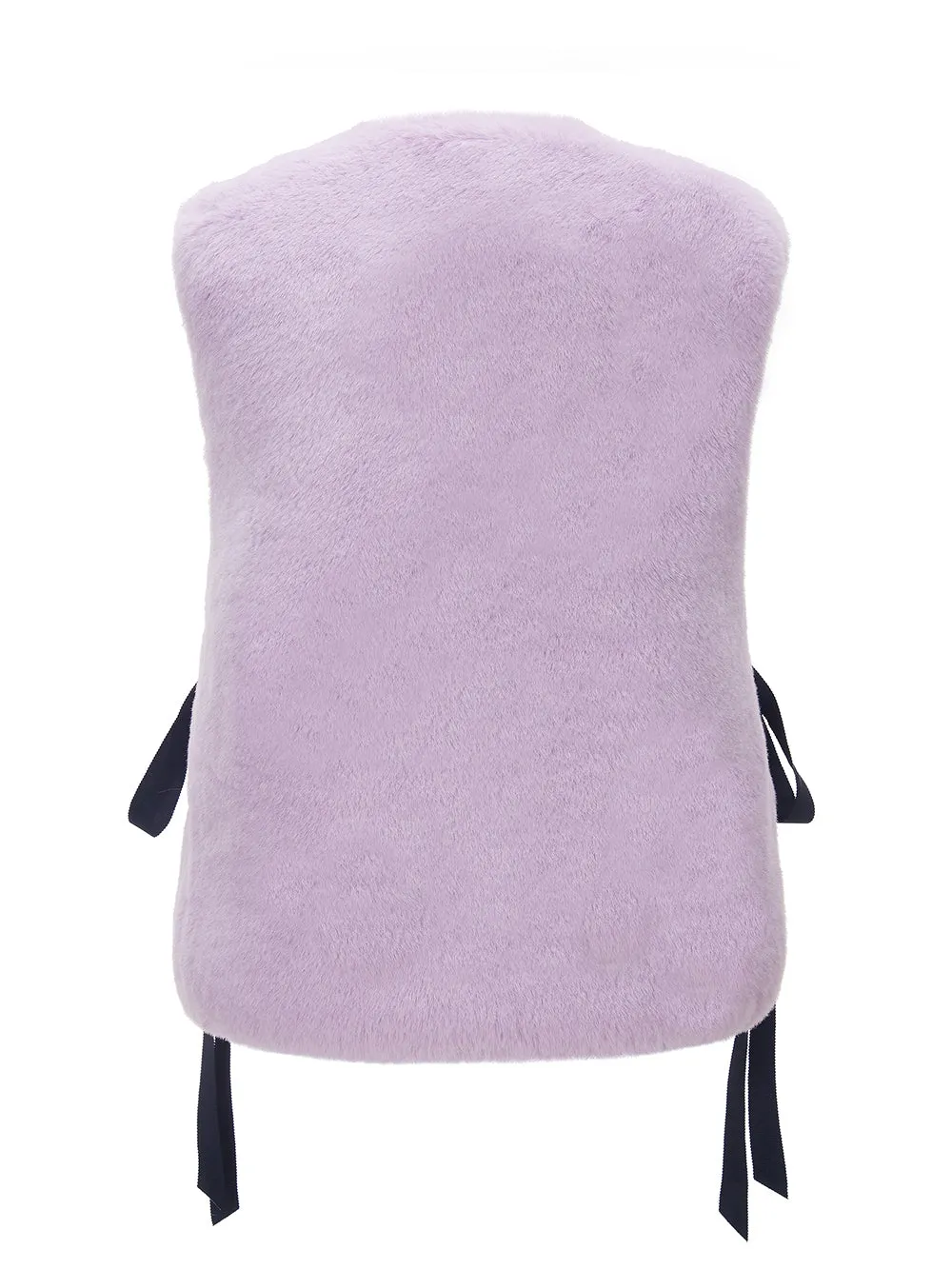 Stylish Faux Fur Ribbon-Tied Kitten Vest