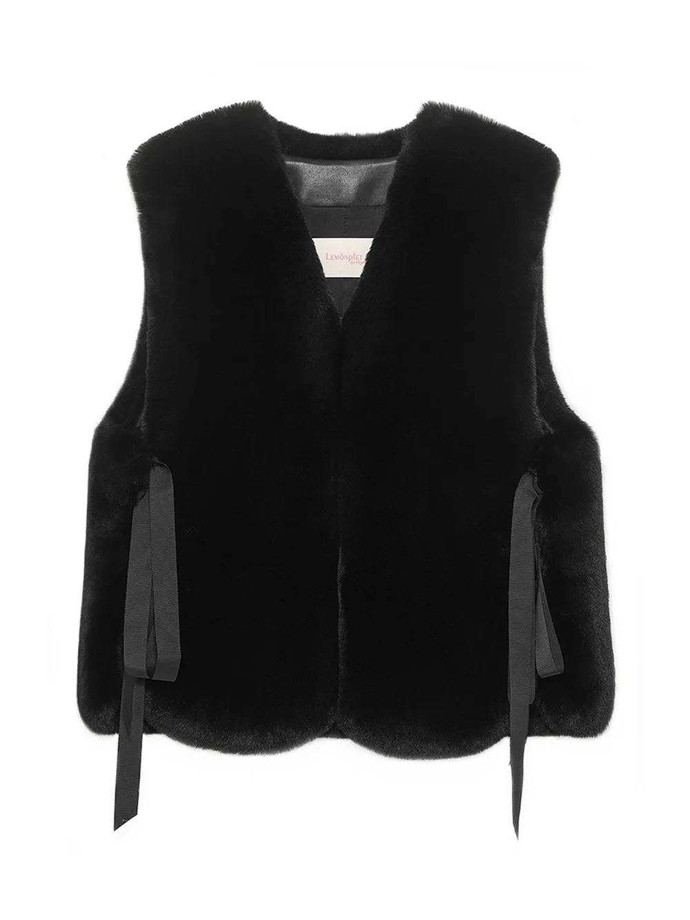 Stylish Faux Fur Ribbon-Tied Kitten Vest