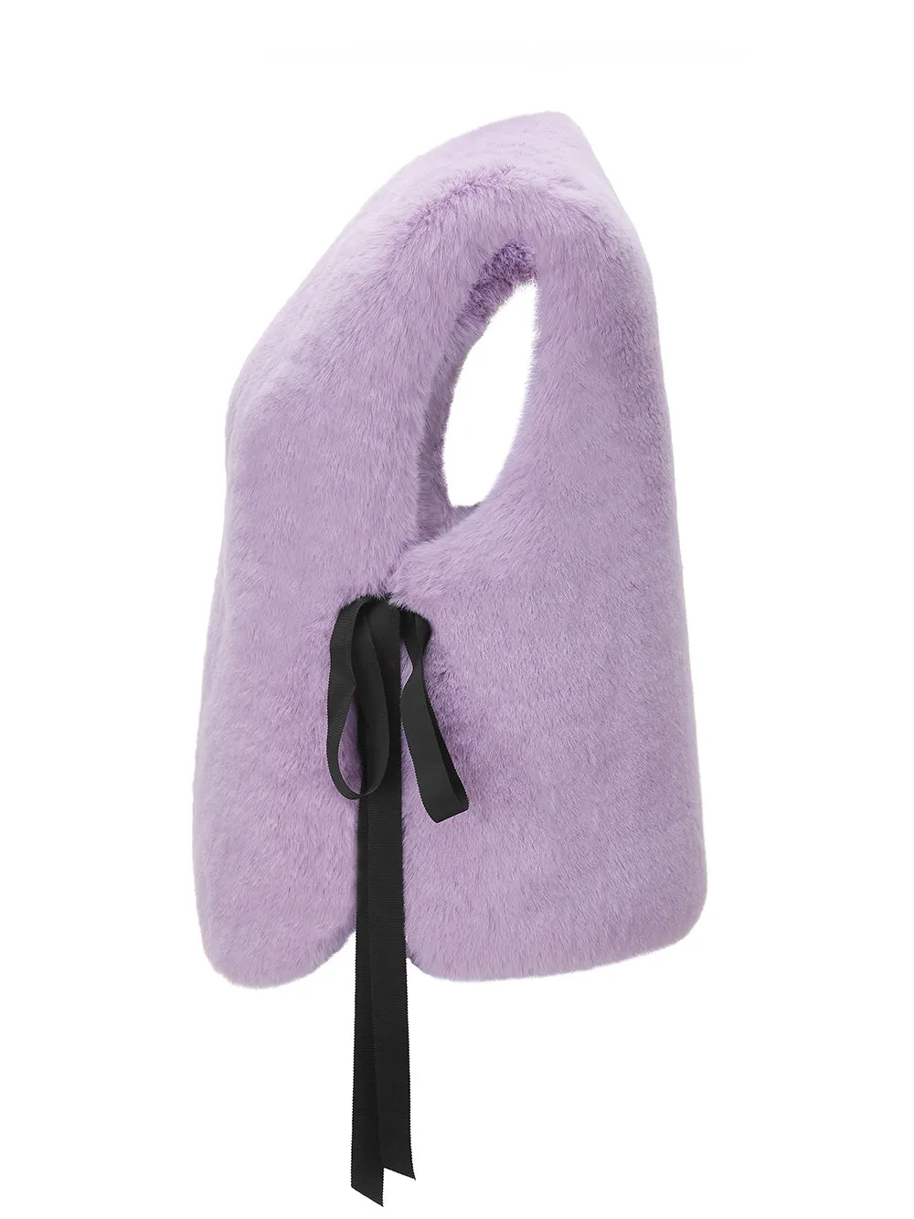 Stylish Faux Fur Ribbon-Tied Kitten Vest