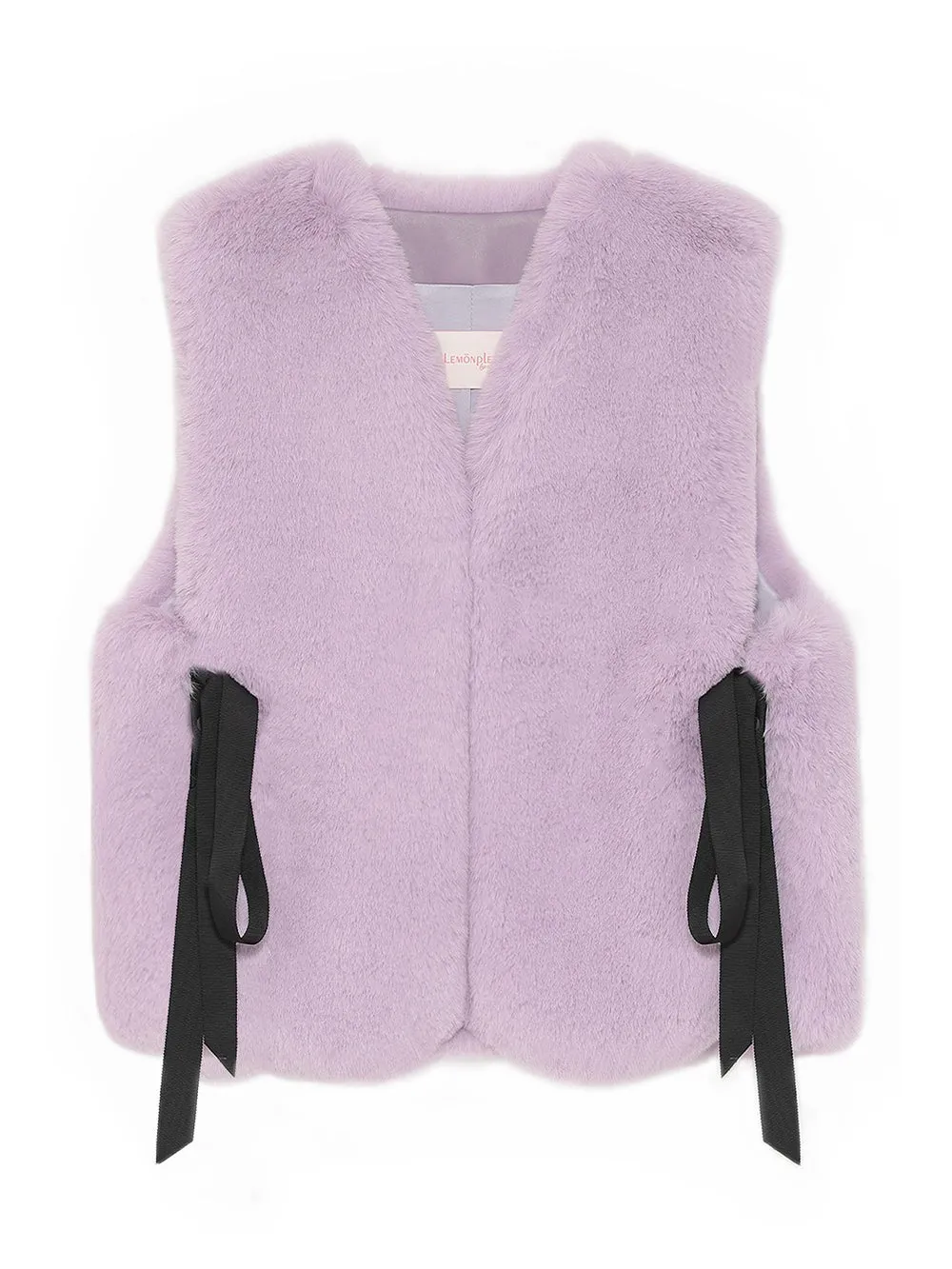 Stylish Faux Fur Ribbon-Tied Kitten Vest