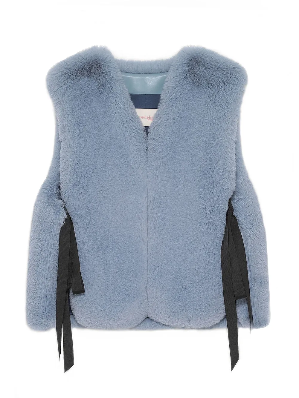 Stylish Faux Fur Ribbon-Tied Kitten Vest