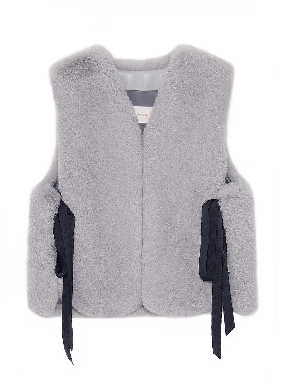 Stylish Faux Fur Ribbon-Tied Kitten Vest