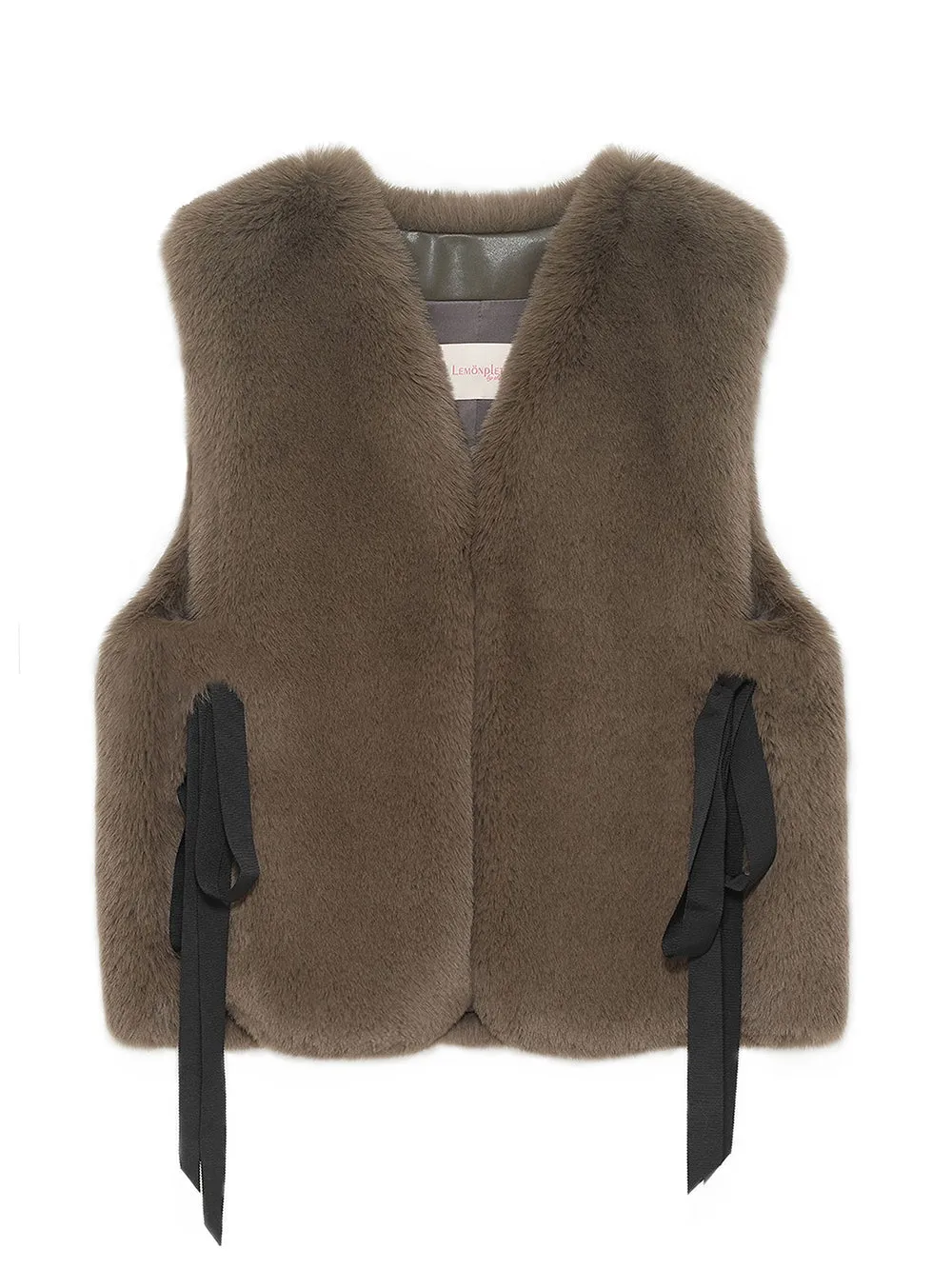 Stylish Faux Fur Ribbon-Tied Kitten Vest