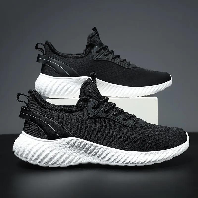 Fly-woven athleisure plus size breathable mesh shoes