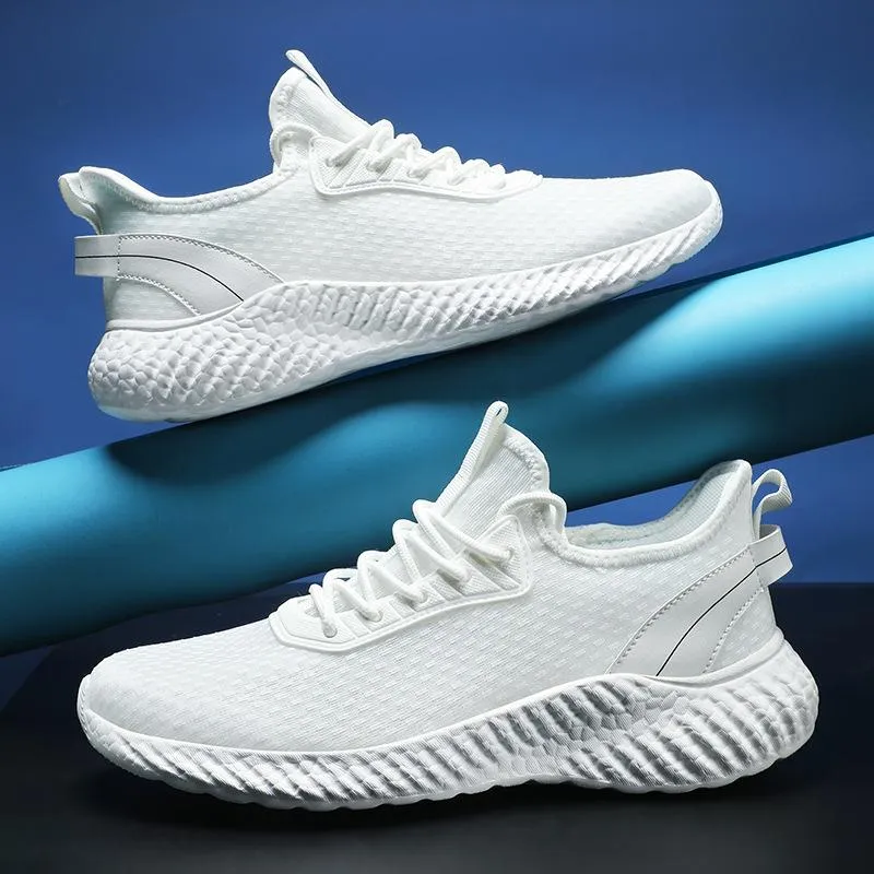Fly-woven athleisure plus size breathable mesh shoes