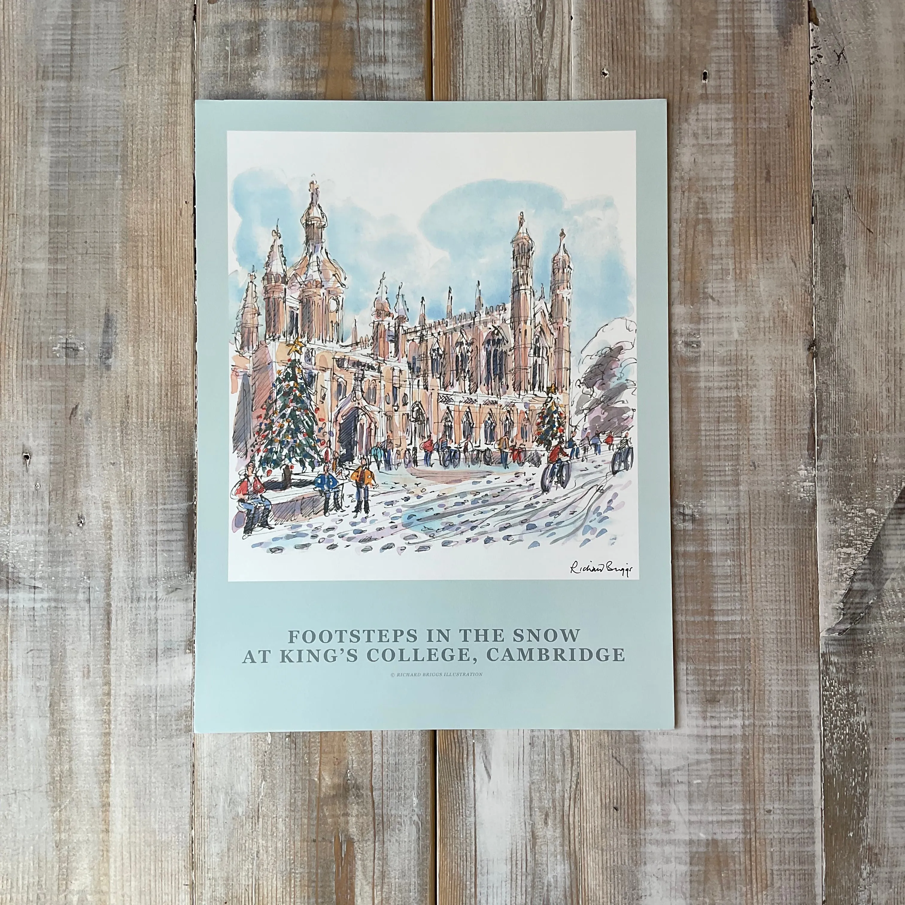 Footsteps In The Snow At King's College, Cambridge Poster by Richard Briggs