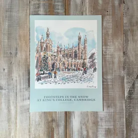 Footsteps In The Snow At King's College, Cambridge Poster by Richard Briggs