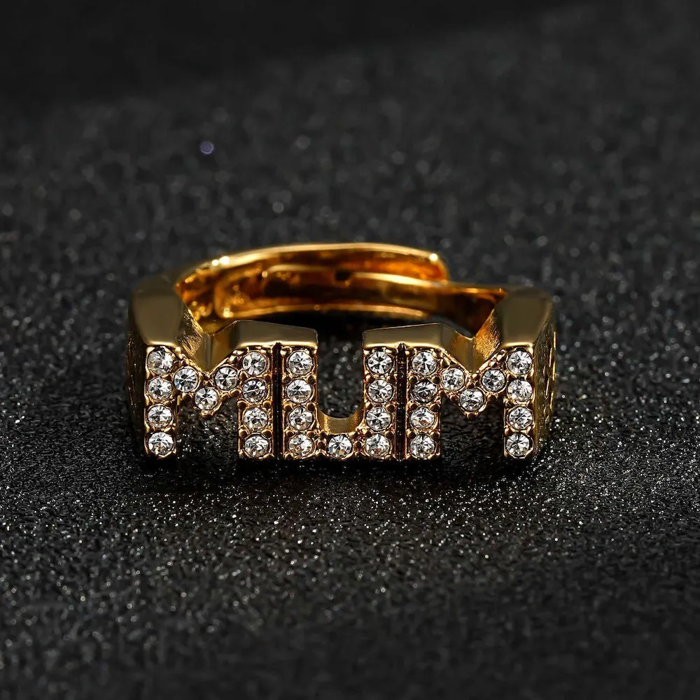 Gold Filled Bonded Mum Ring with Stones Size P Adjustable