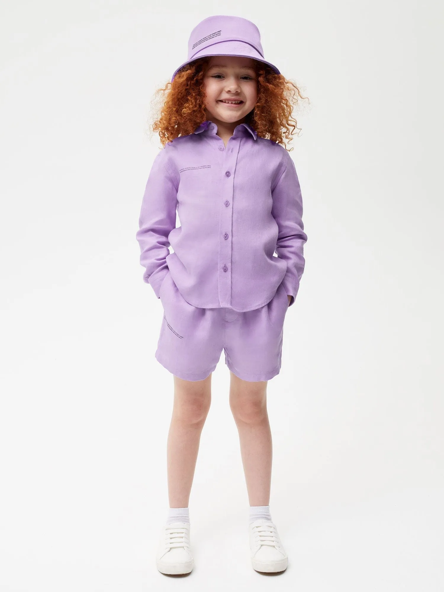 Kids Aloe Linen Long Sleeve Shirt—orchid purple