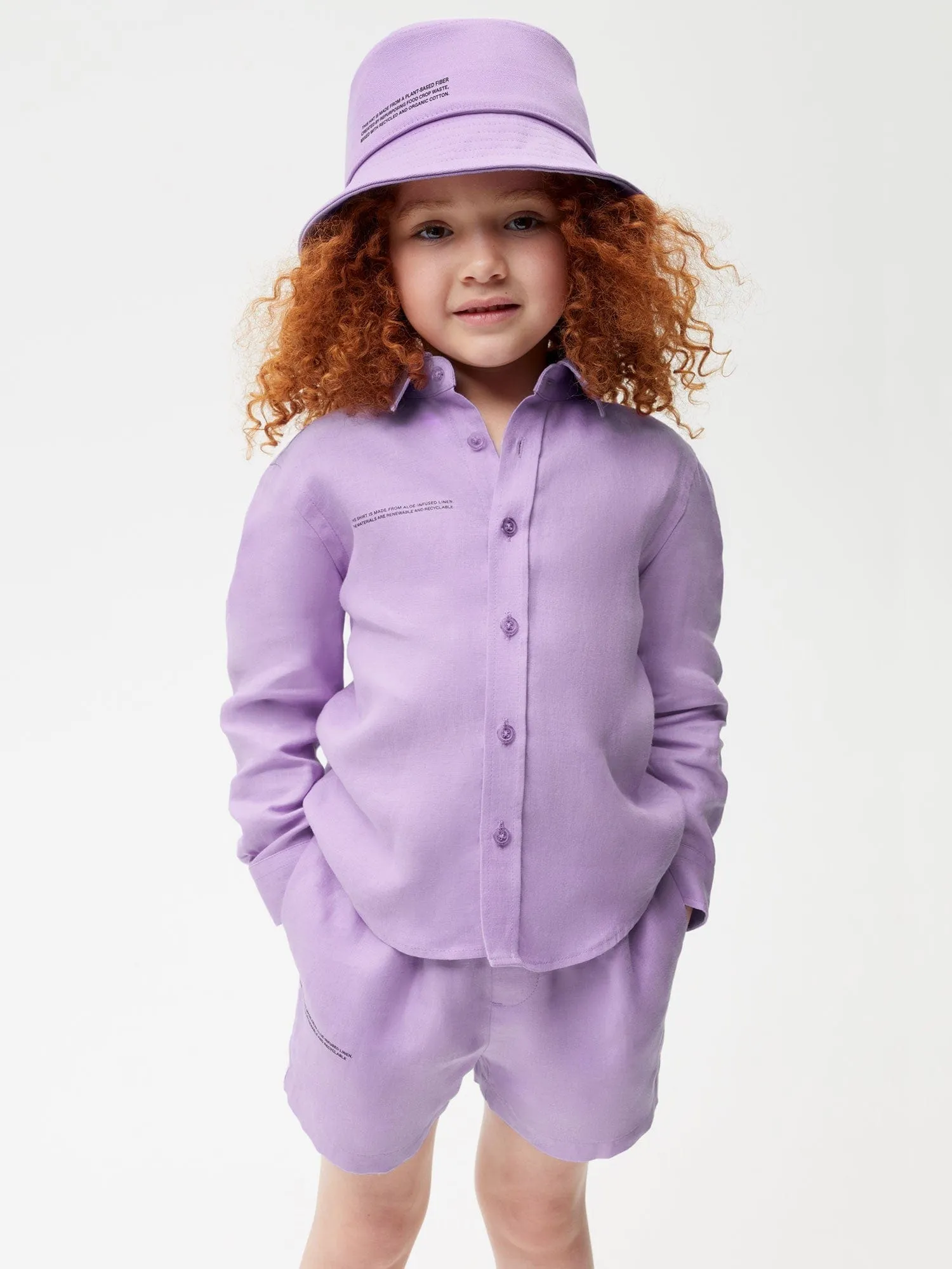 Kids Aloe Linen Long Sleeve Shirt—orchid purple
