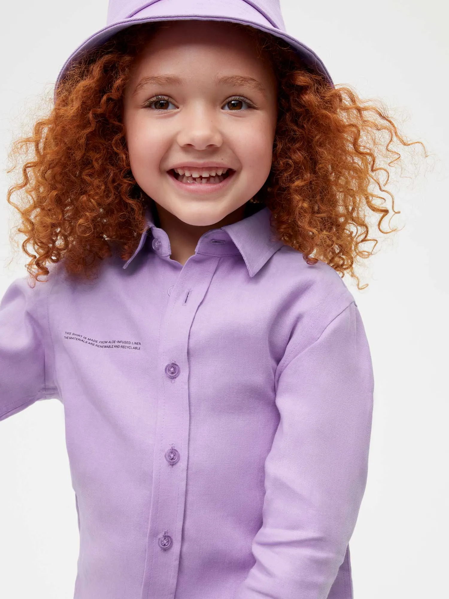 Kids Aloe Linen Long Sleeve Shirt—orchid purple