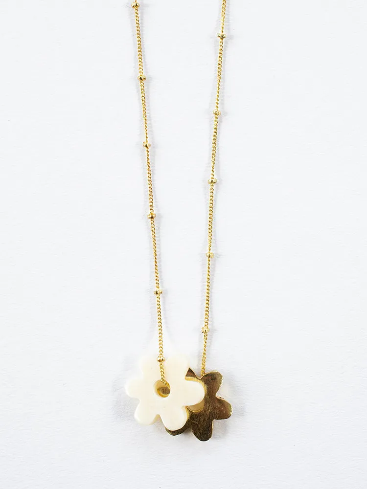 Layered Flower Necklace - Gold