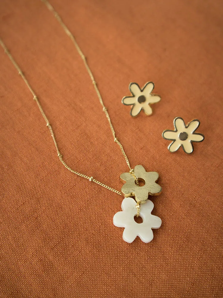 Layered Flower Necklace - Gold