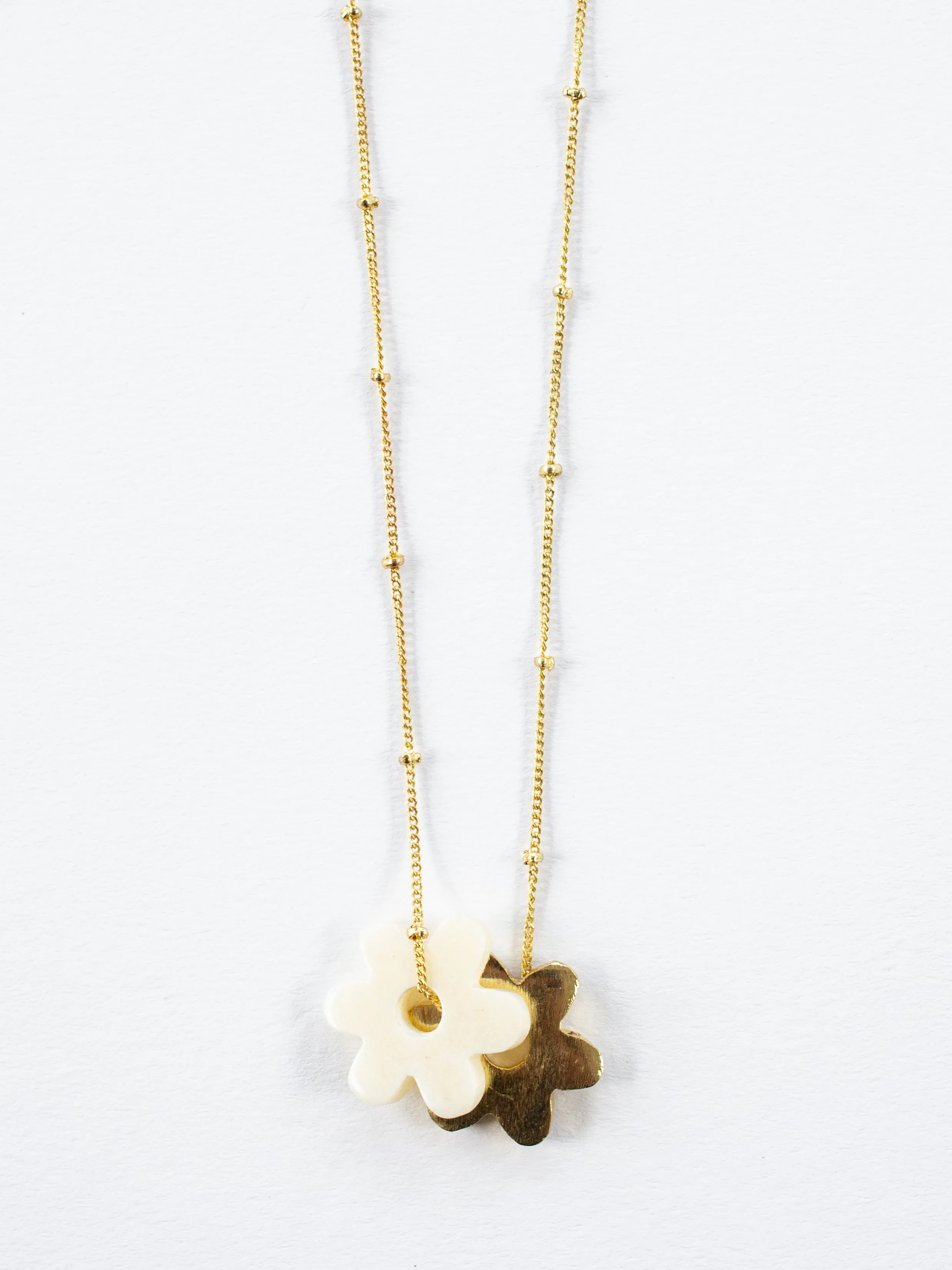 Layered Flower Necklace - Gold