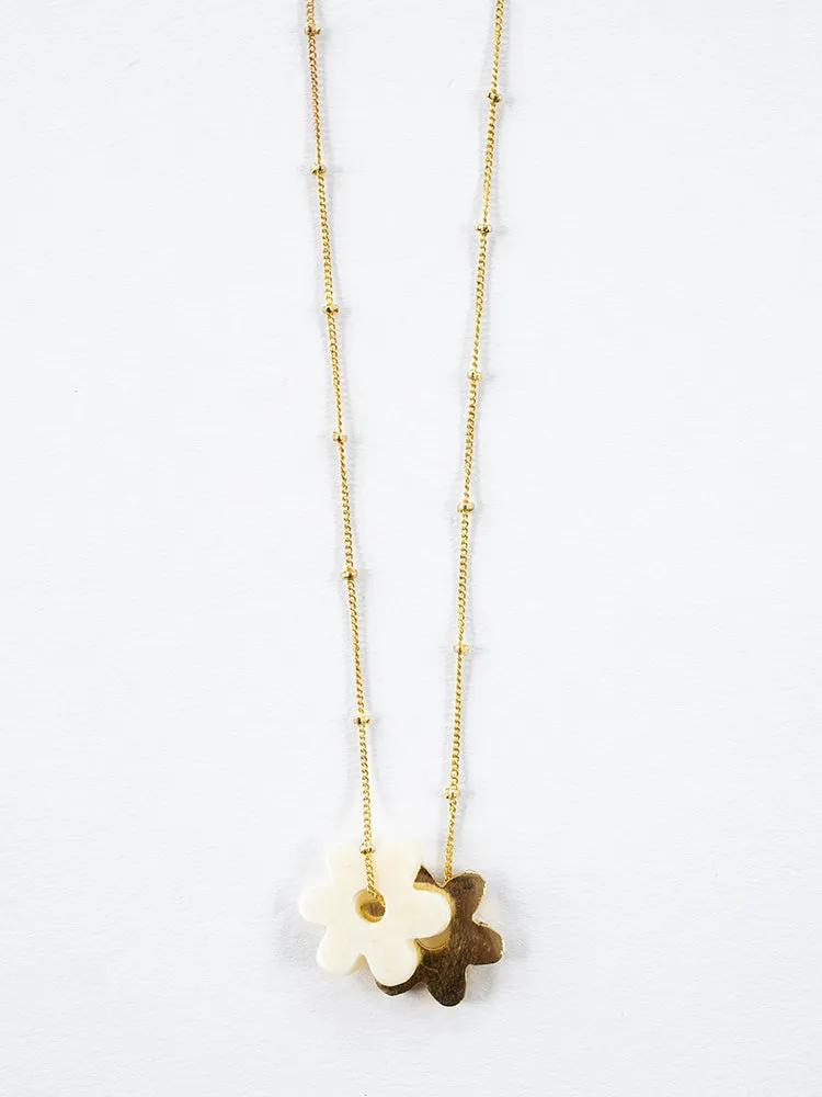 Layered Flower Necklace - Gold