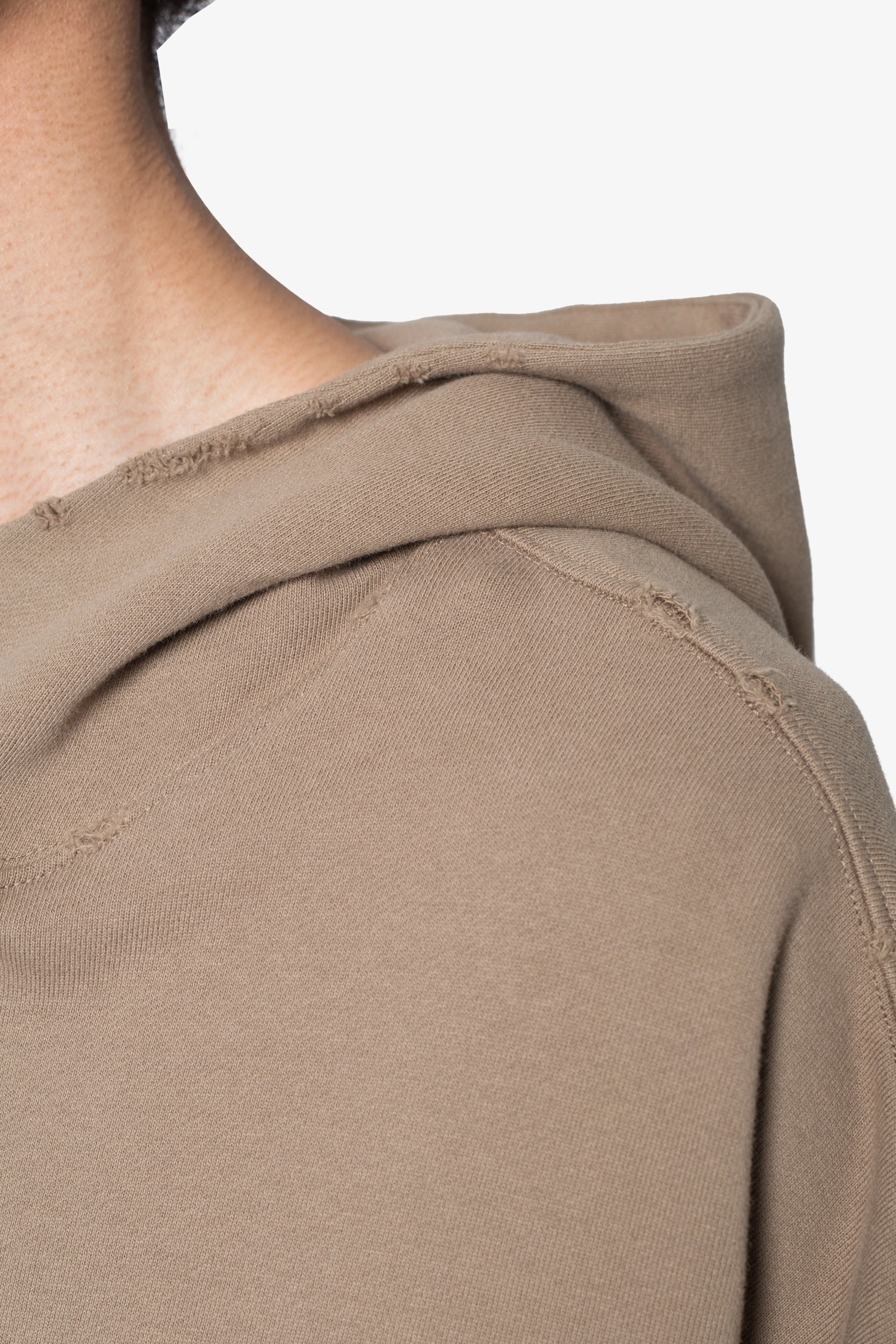Lined Baggy 3/4 Zip Hoodie - Washed Earth