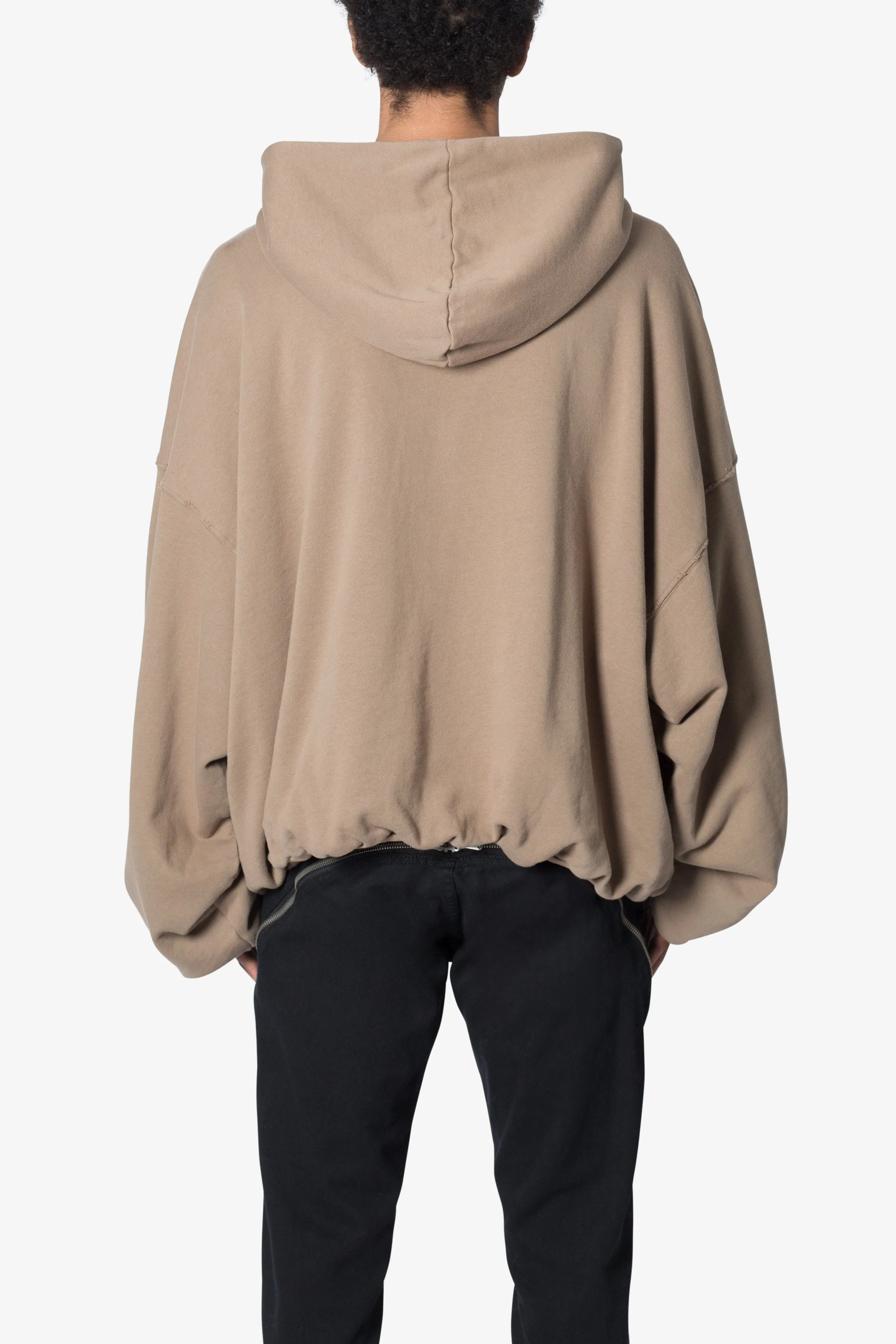 Lined Baggy 3/4 Zip Hoodie - Washed Earth