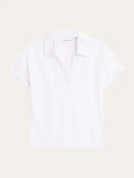 Linen bat sleeve polo - GOTS/Vegan - Bright White