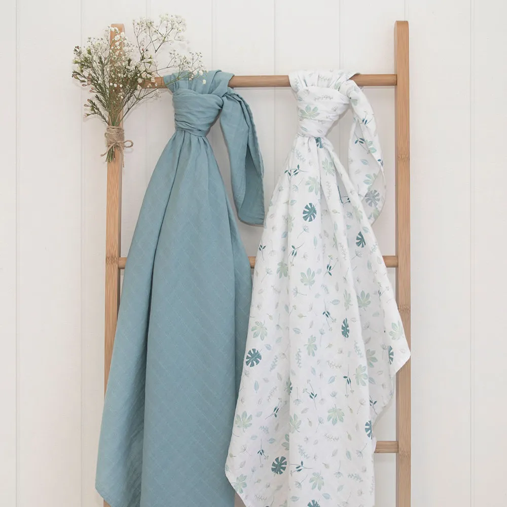 Living Textiles Organic Muslin Swaddle Wraps - Banana Leaf