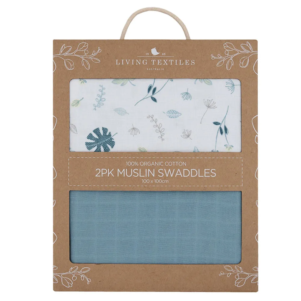 Living Textiles Organic Muslin Swaddle Wraps - Banana Leaf