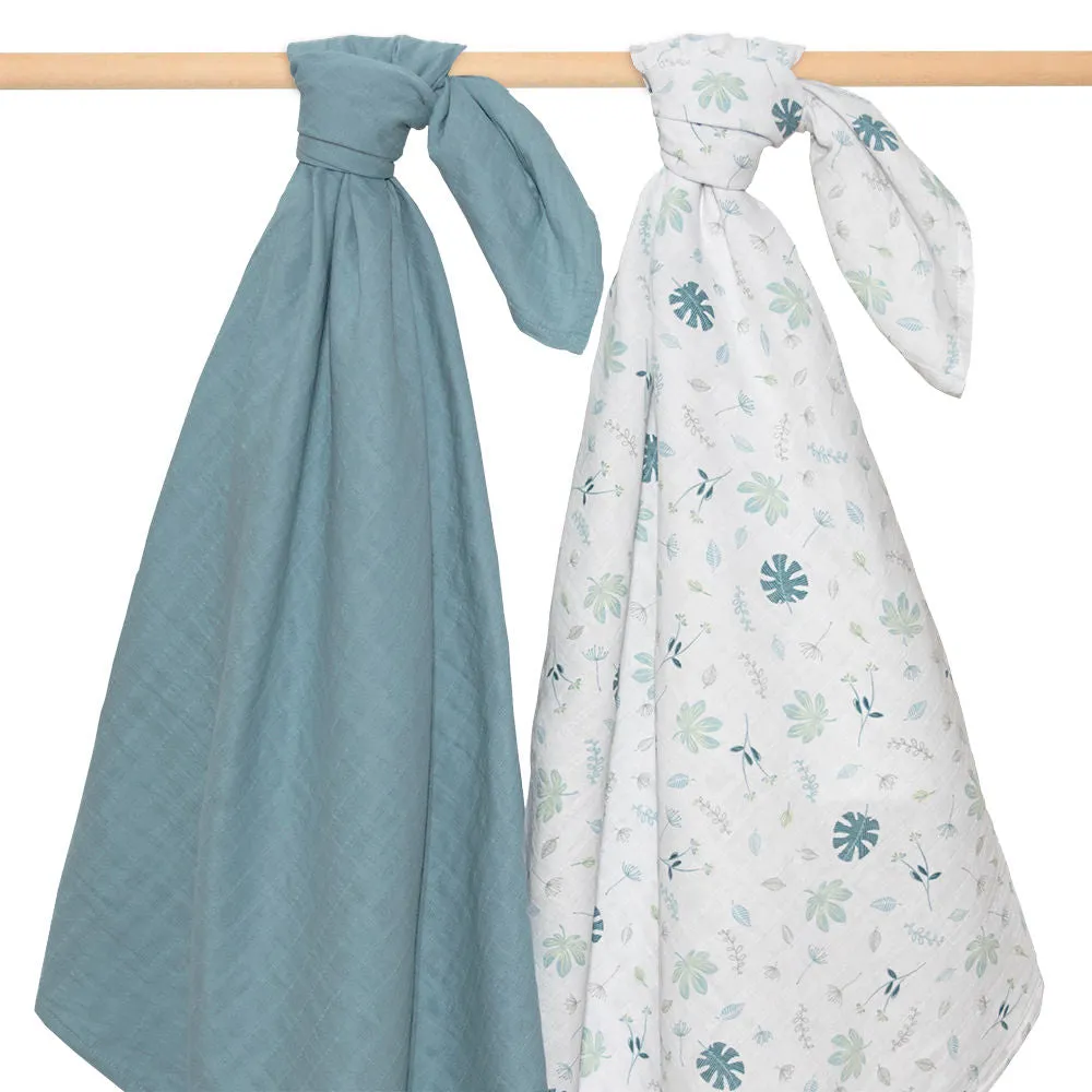 Living Textiles Organic Muslin Swaddle Wraps - Banana Leaf