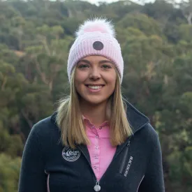 Logo Cable Pom Pom Beanie - Pink