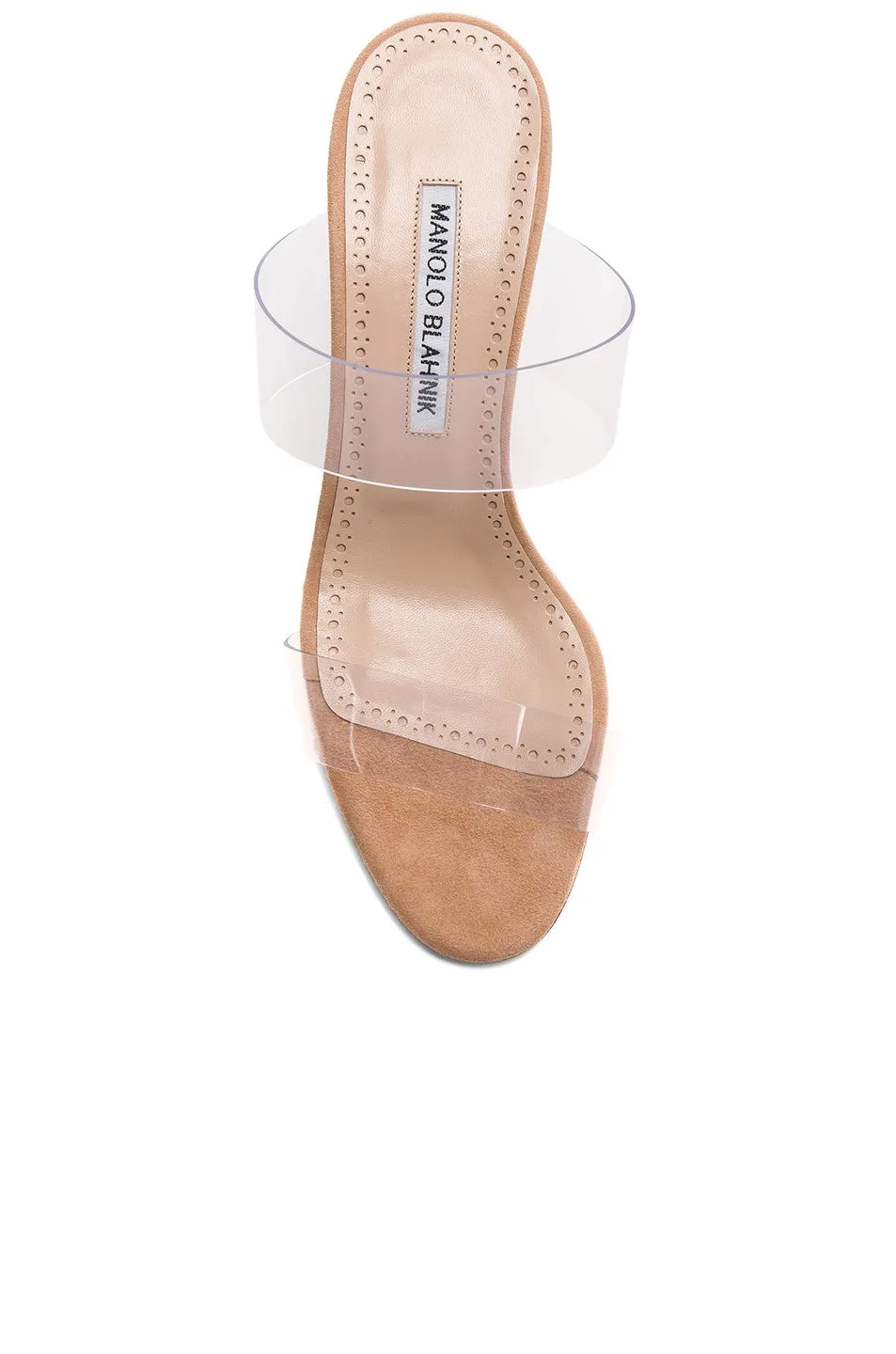 Manolo Blahnik PVC Scoltos shoes, color Nude Suede