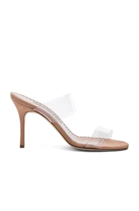 Manolo Blahnik PVC Scoltos shoes, color Nude Suede