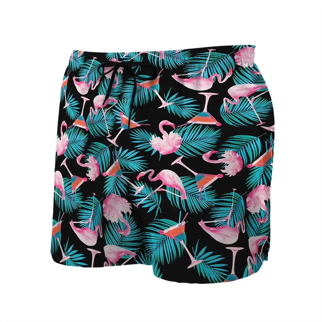 Martini Flamingo Hawaiian Beach Shorts