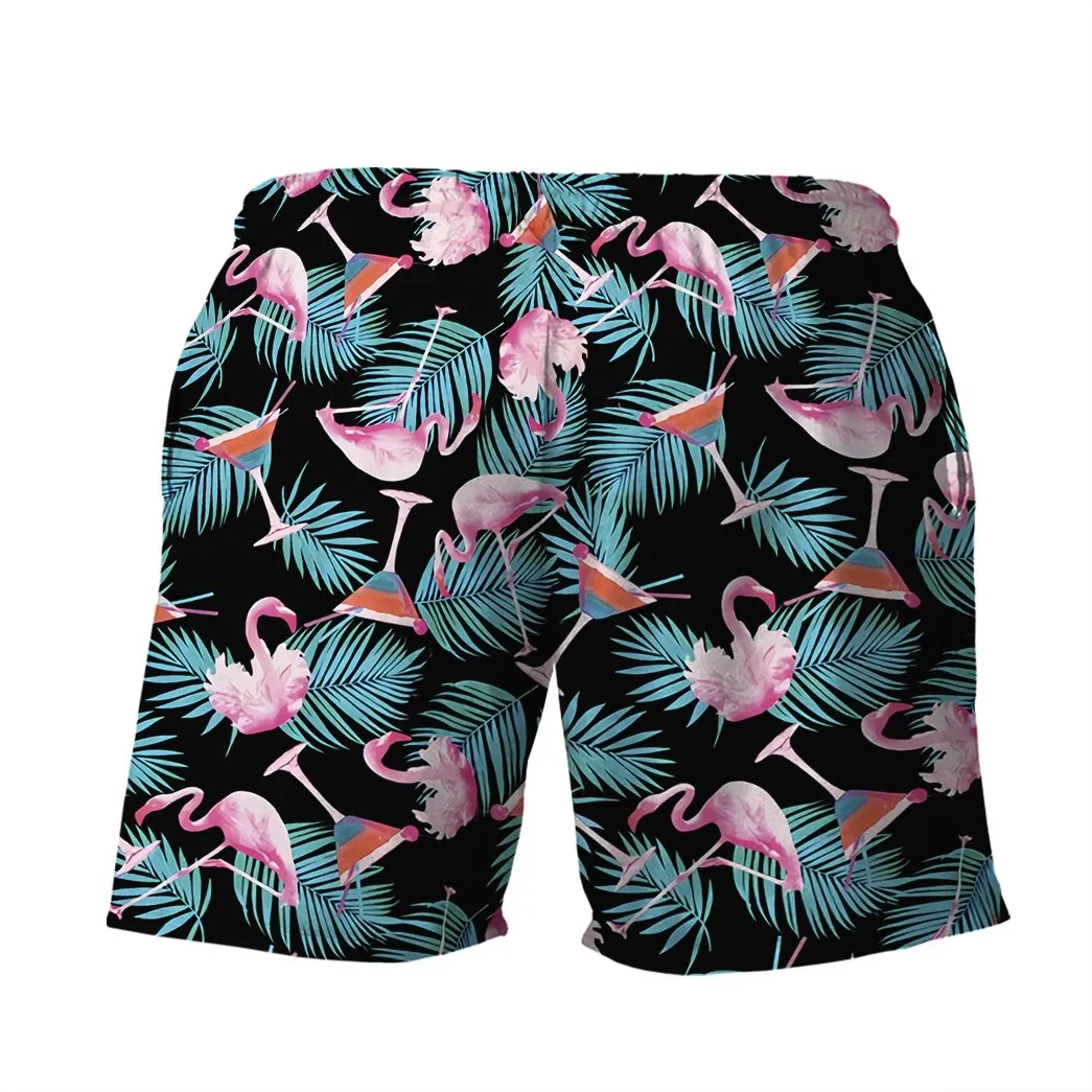 Martini Flamingo Hawaiian Beach Shorts