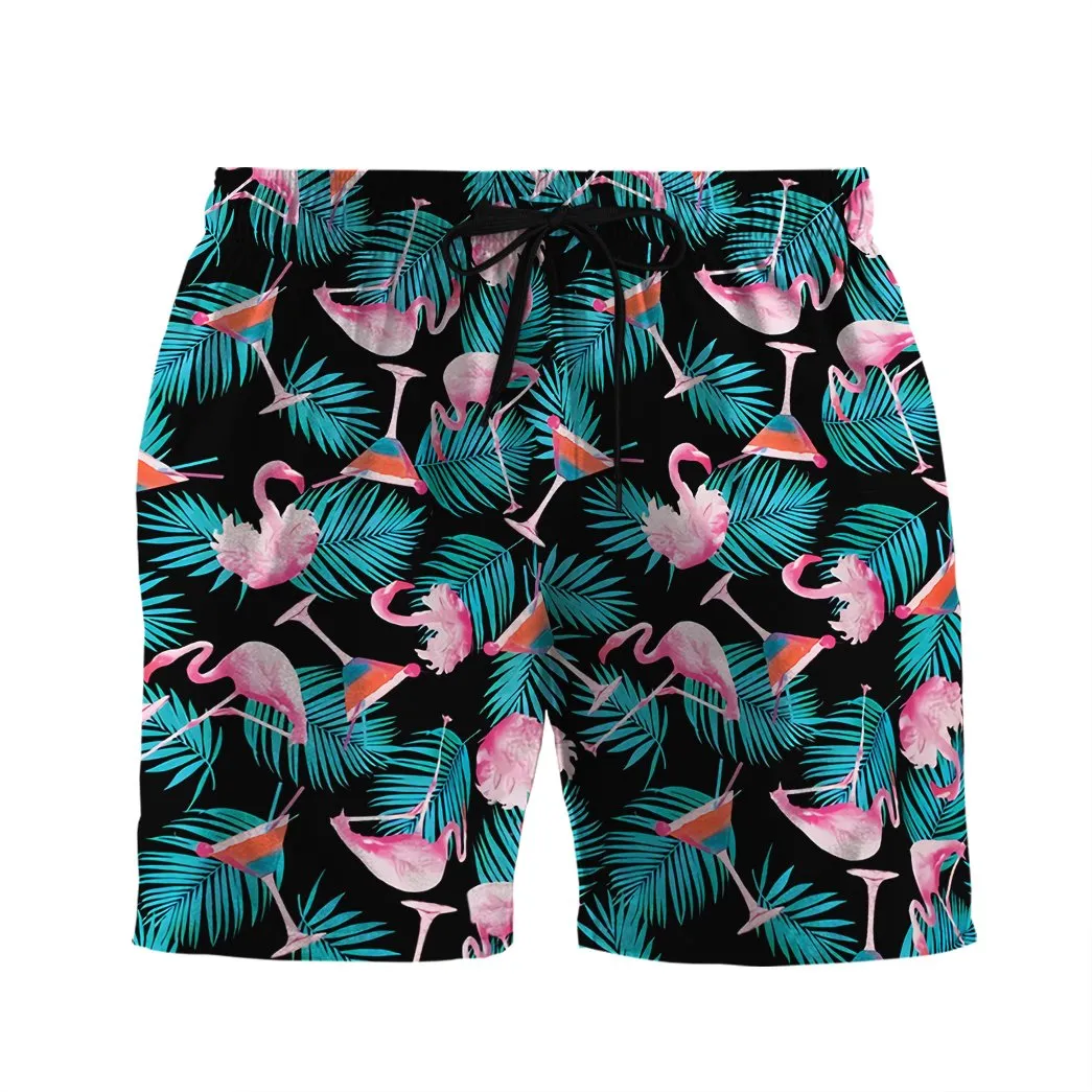 Martini Flamingo Hawaiian Beach Shorts