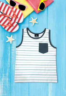 Mint-Ecru Striper Sando