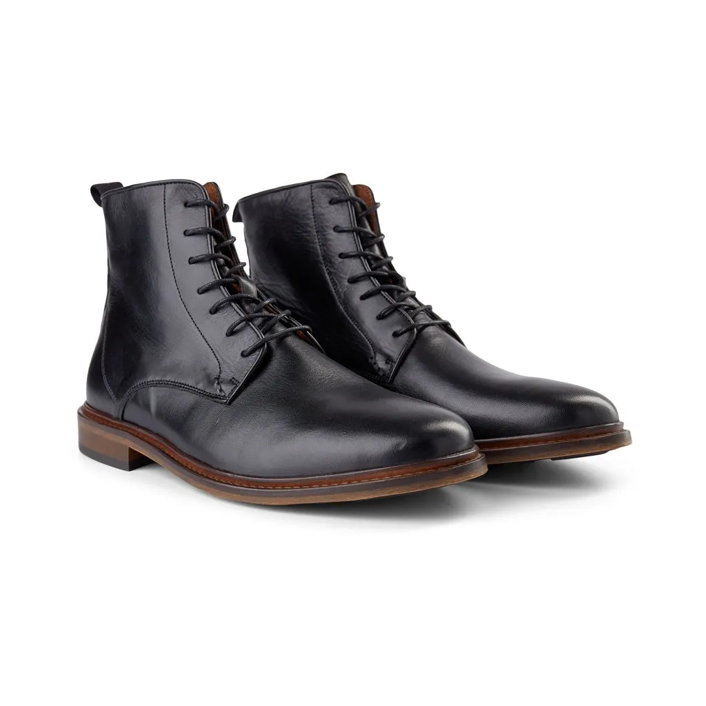 Optimized Title: Mens Black Leather Stivaletti - Stylish and Durable Boots
