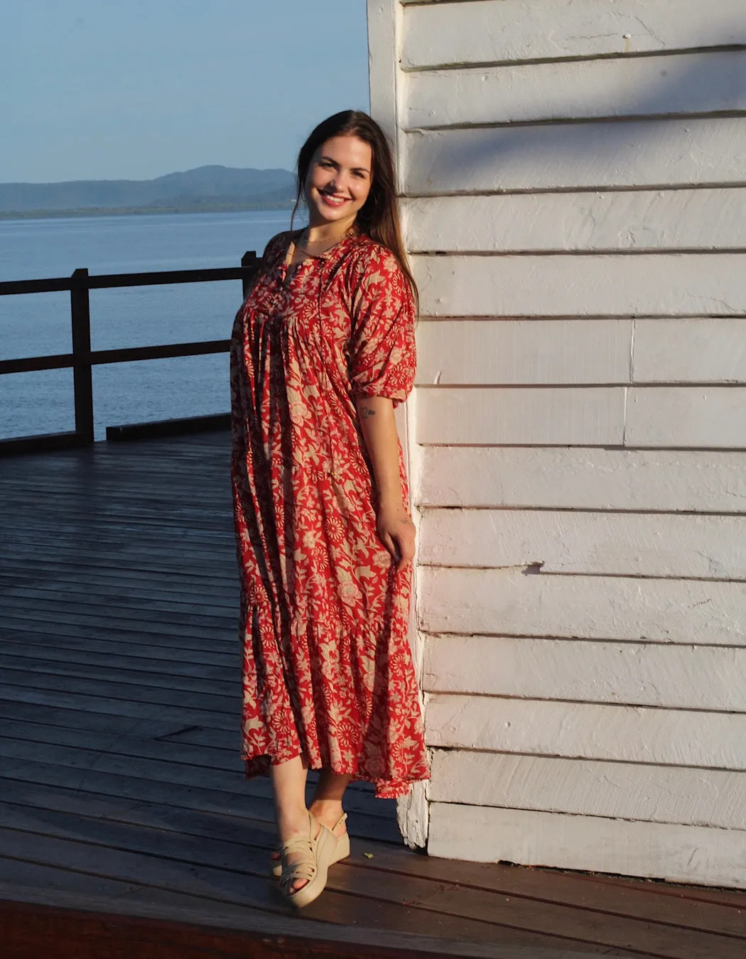 Neera Midi in Rouge Indian Rose-Lined