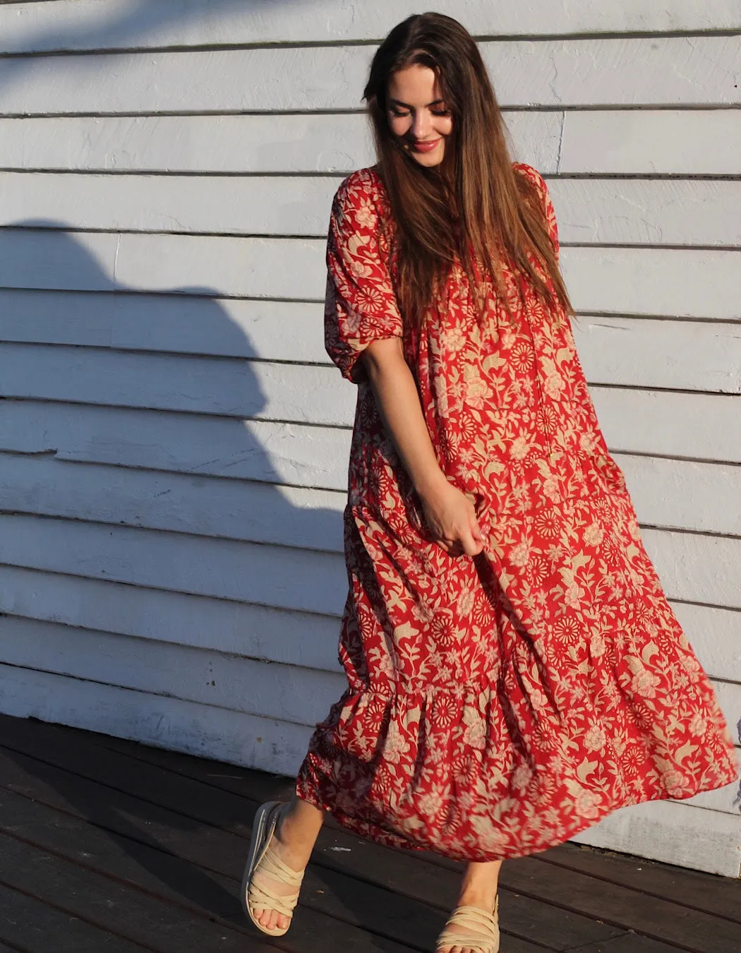 Neera Midi in Rouge Indian Rose-Lined