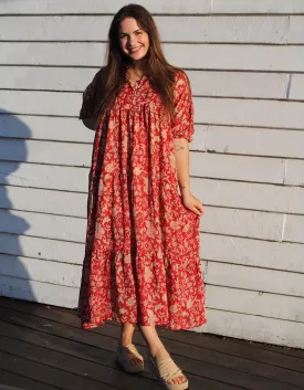 Neera Midi in Rouge Indian Rose-Lined