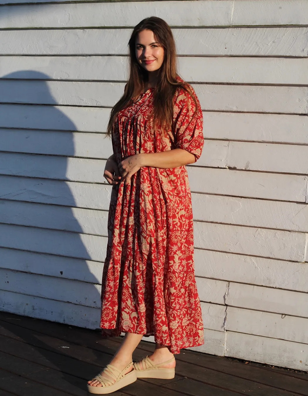 Neera Midi in Rouge Indian Rose-Lined