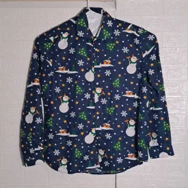 New Suitmeister Men's Christmas Snow Scene Shirt Blue