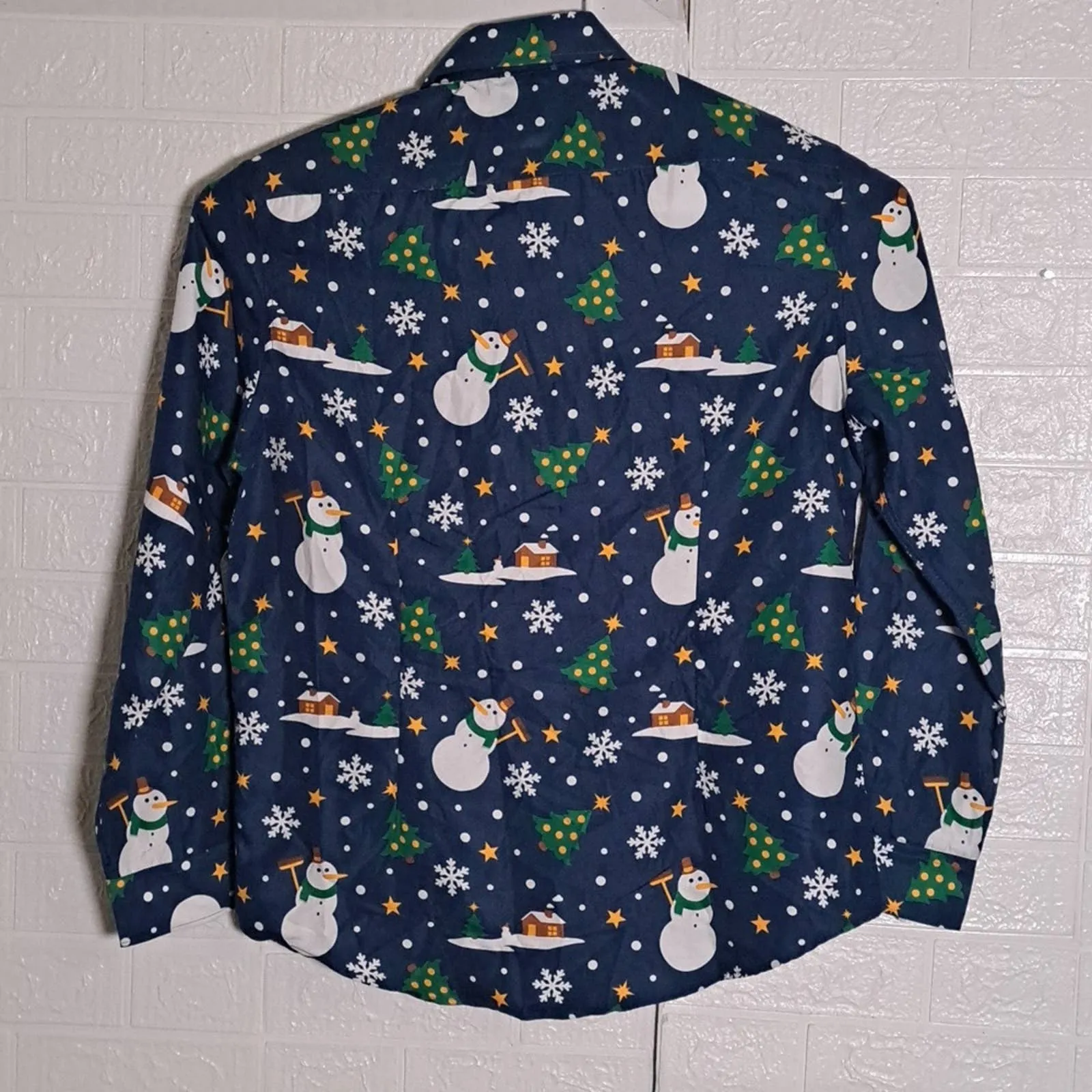 New Suitmeister Men's Christmas Snow Scene Shirt Blue
