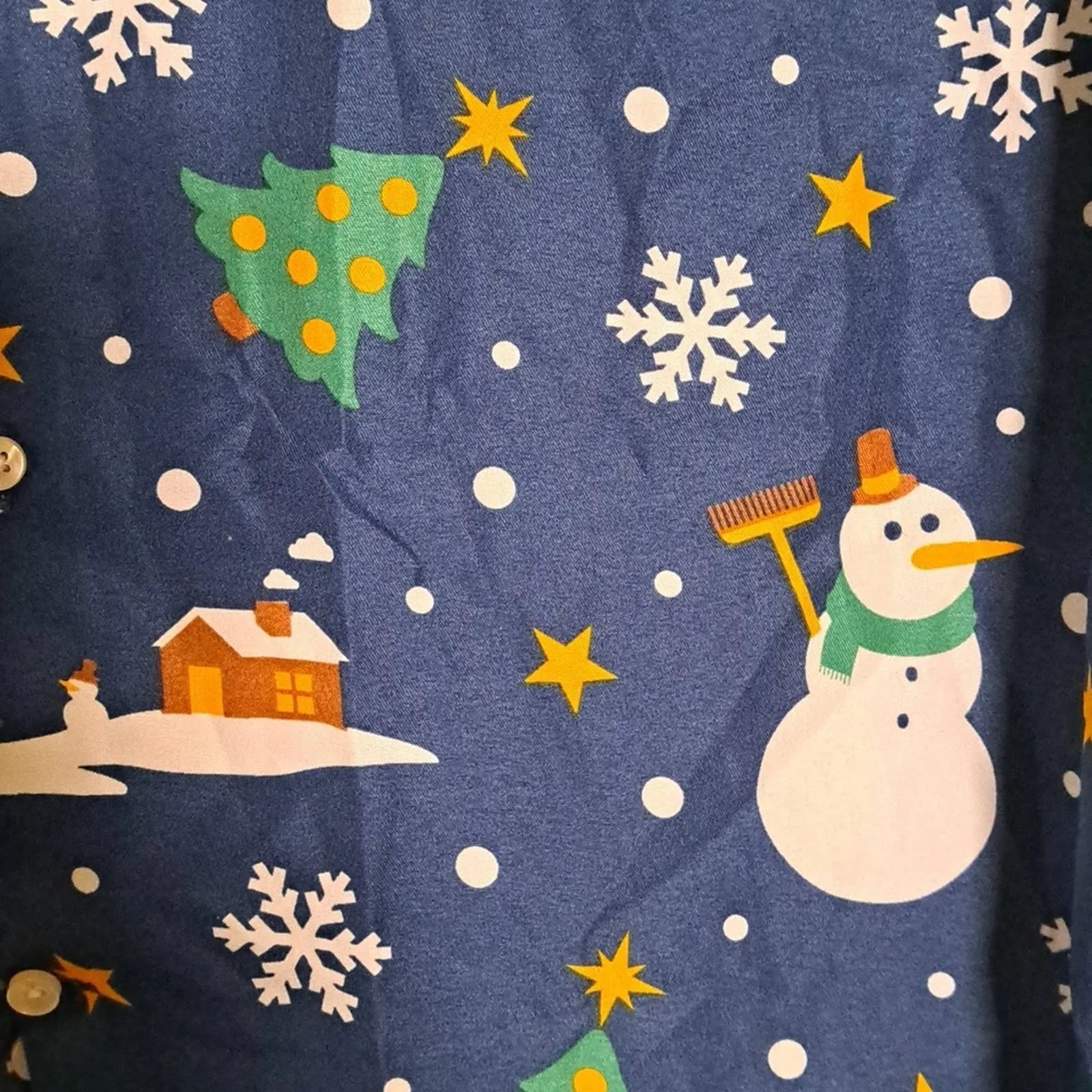 New Suitmeister Men's Christmas Snow Scene Shirt Blue