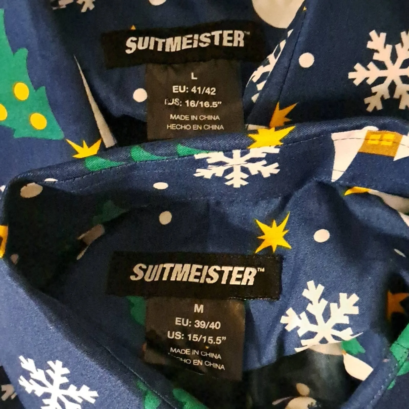 New Suitmeister Men's Christmas Snow Scene Shirt Blue