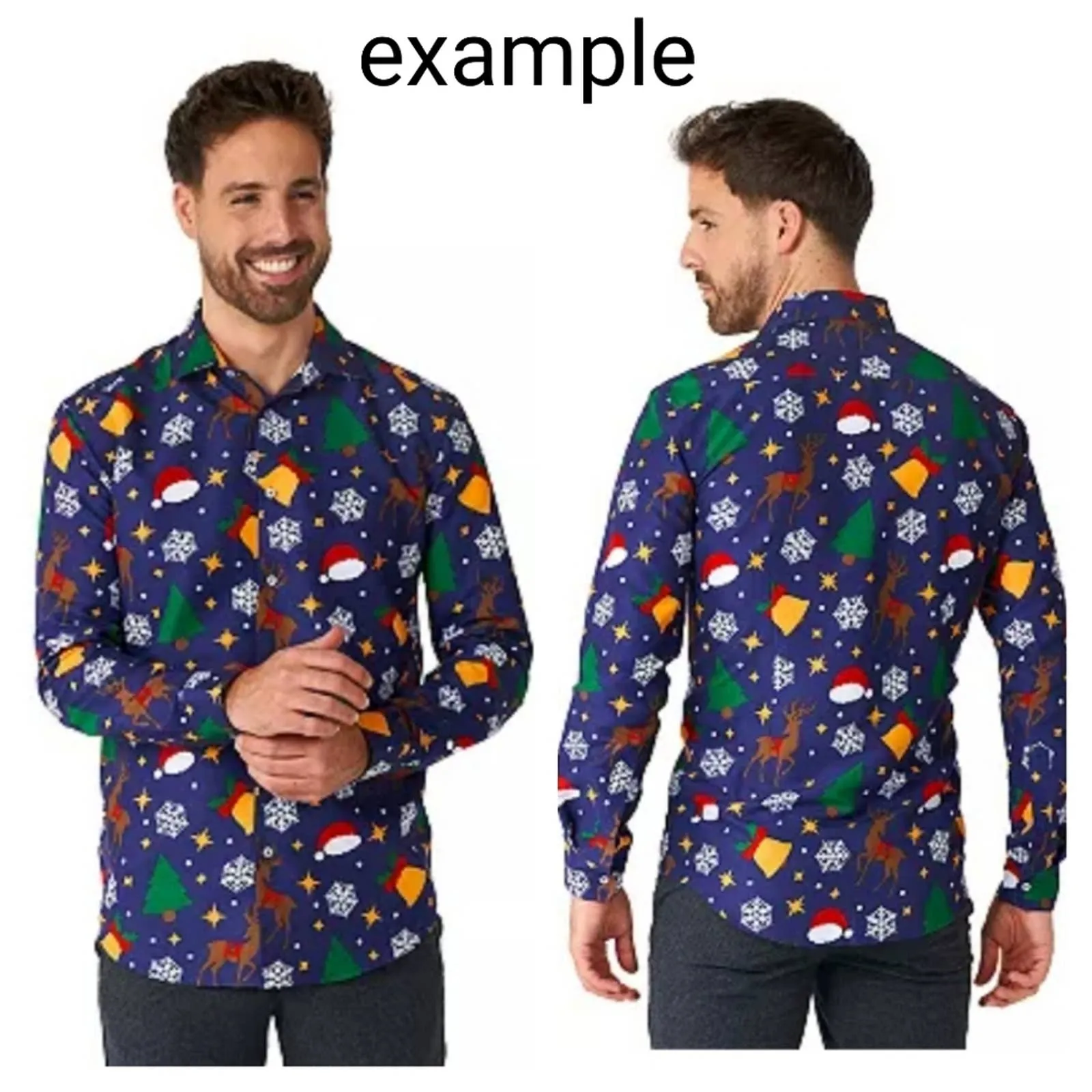 New Suitmeister Men's Christmas Snow Scene Shirt Blue