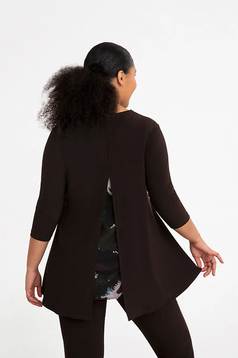 Nu Whisper Split Back Top | Coffee/Mineral