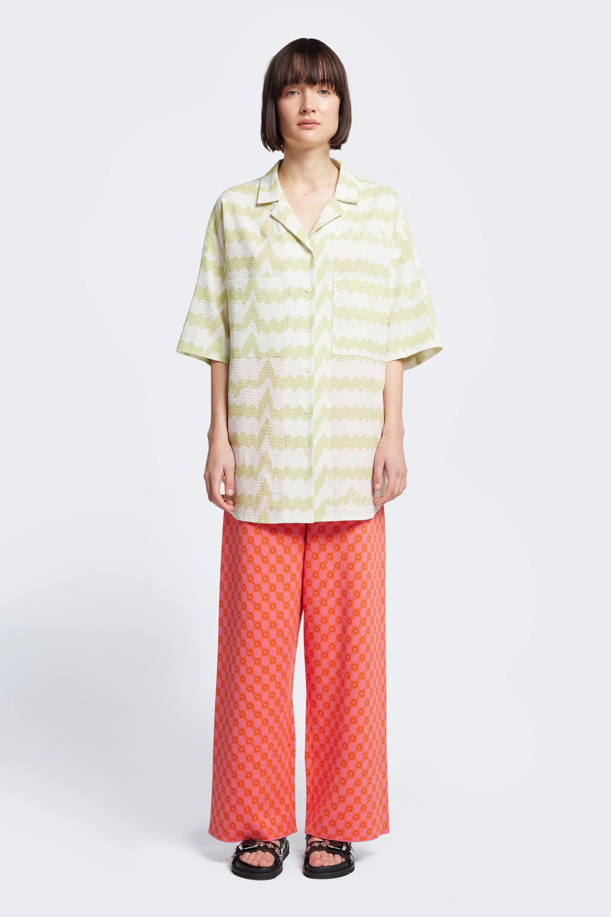 Off Course Shirt Pale Green Print