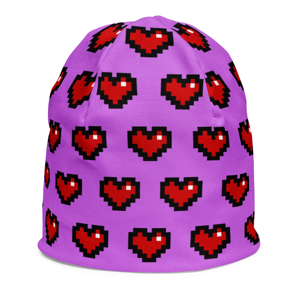 Purple Squad Hearts Kids Beanie